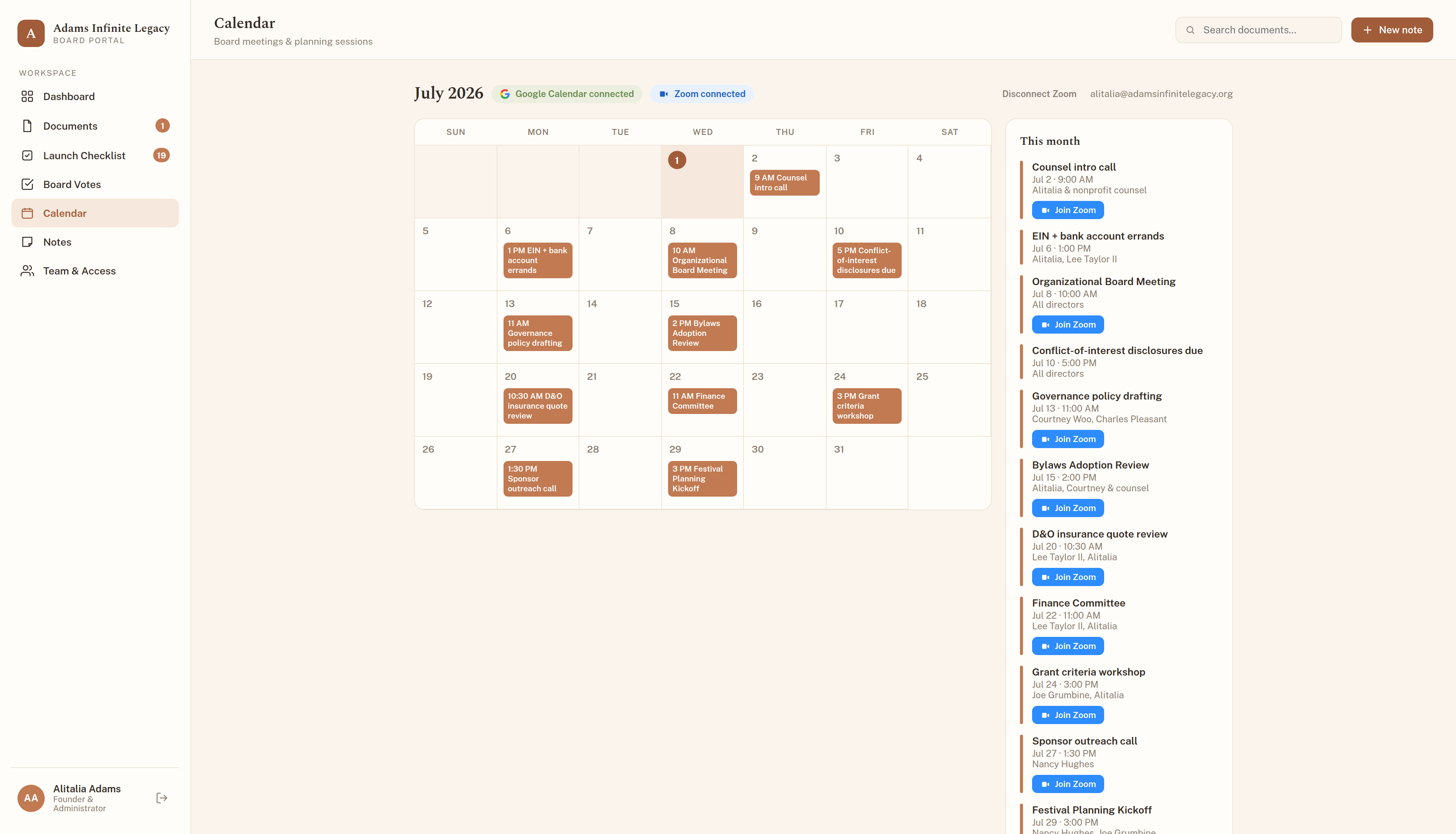 Click to enlarge Calendar