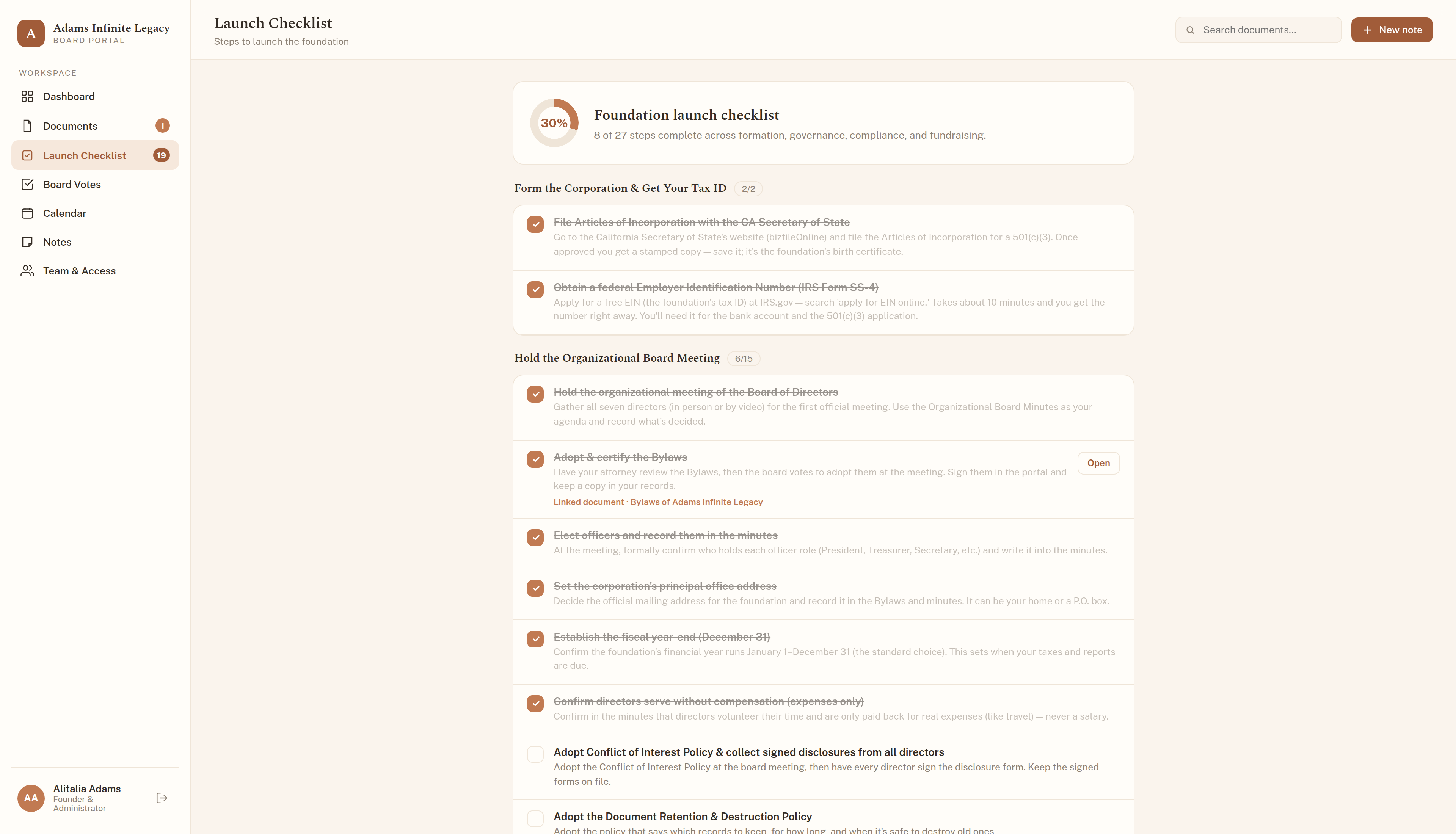 Click to enlarge Launch Checklist